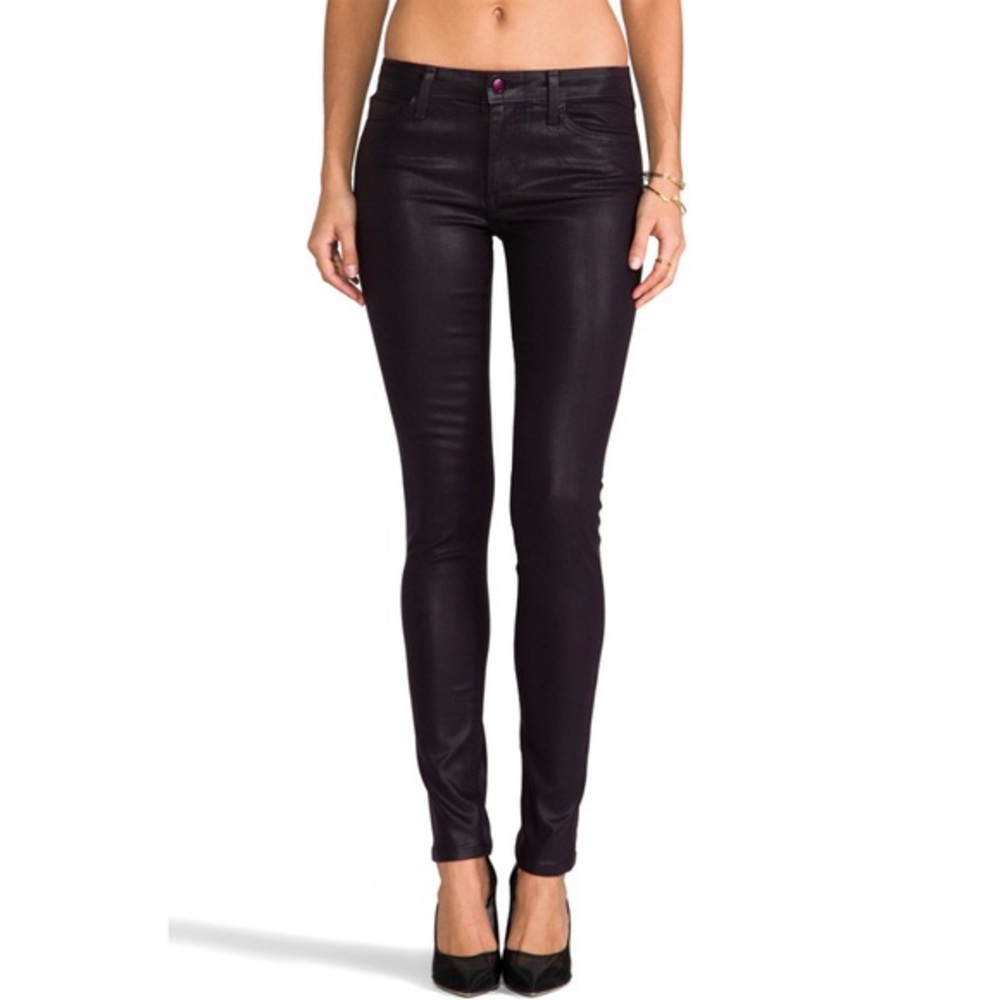 Joe’s The Skinny waxed coated jeans plum purple 24